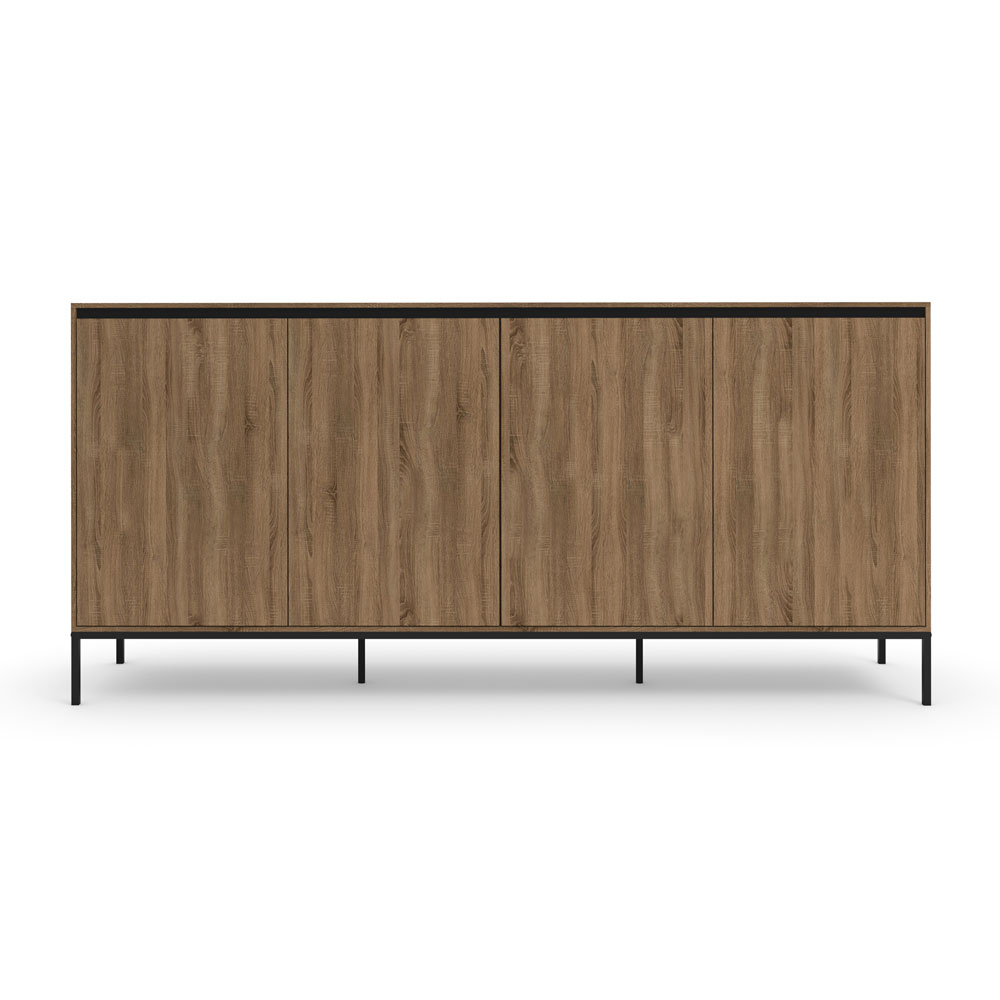 Bickston Wooden Sideboard with 4 Doors in Natural and Black