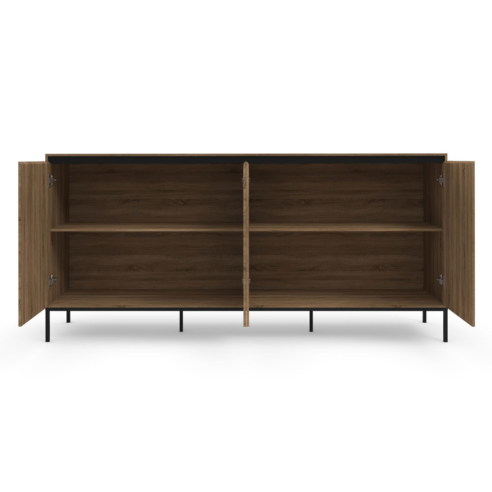 Bickston Wooden Sideboard with 4 Doors in Natural and Black