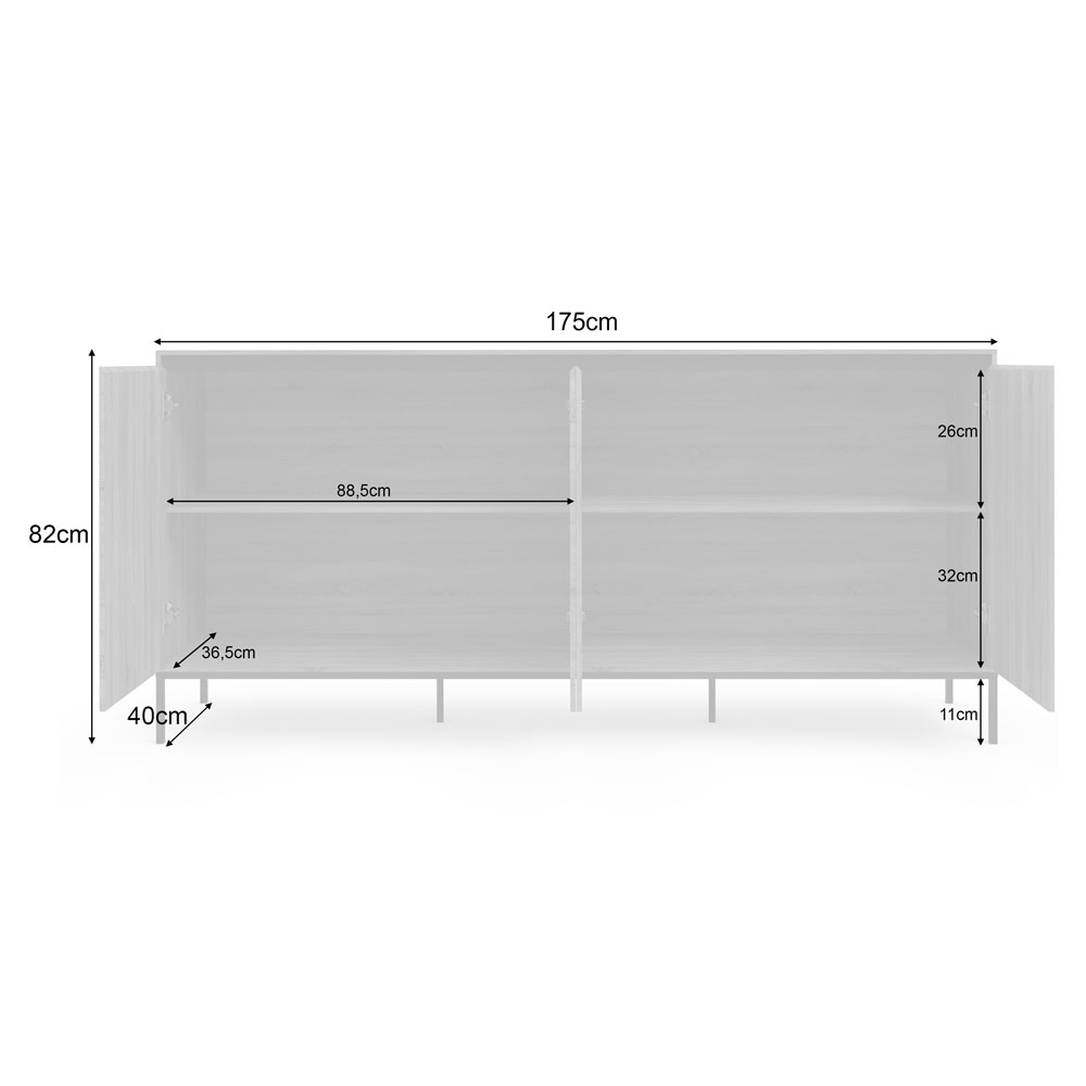 Bickston Wooden Sideboard with 4 Doors in Natural and Black