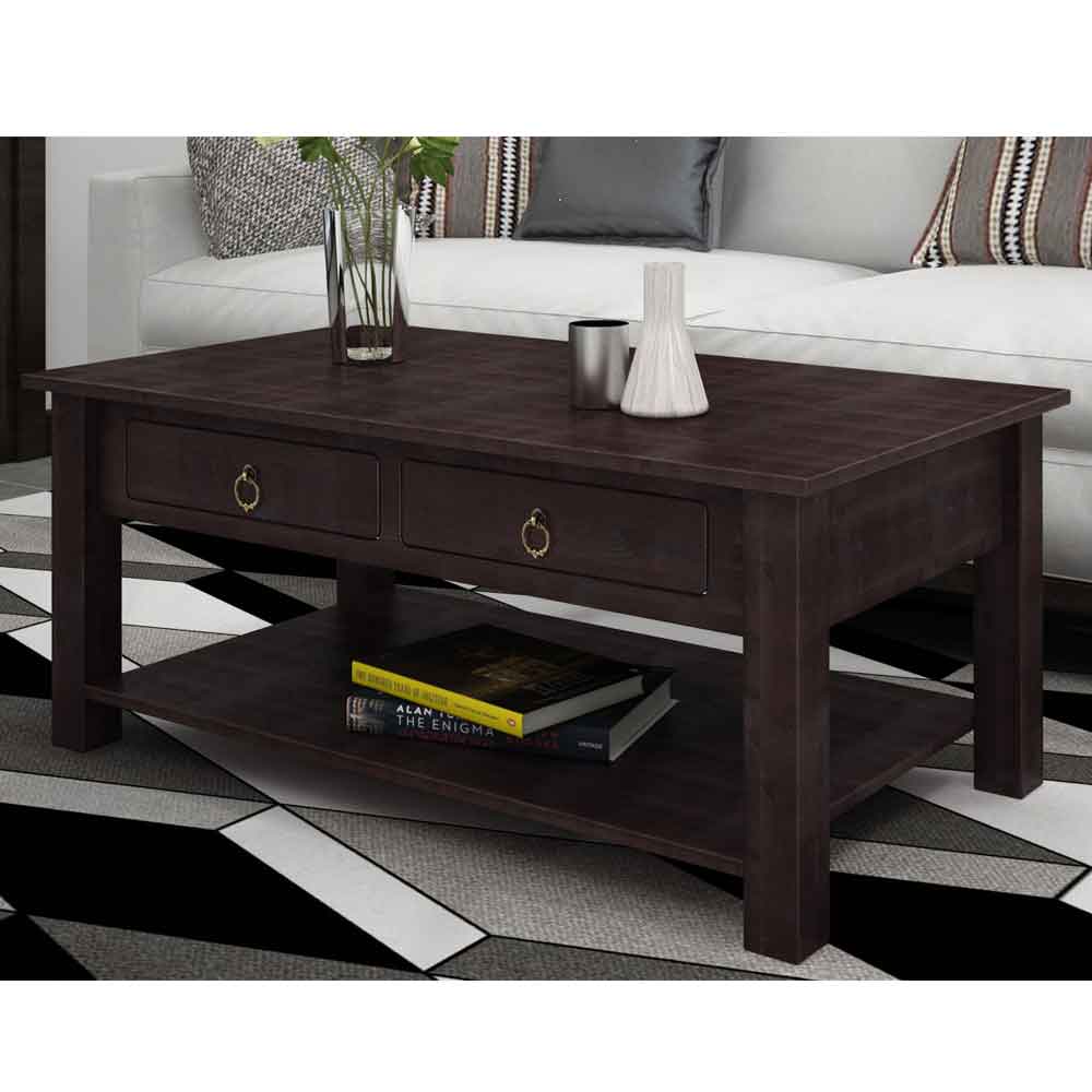 Bicwell Wooden Coffee Table with 2 Drawers in Brown