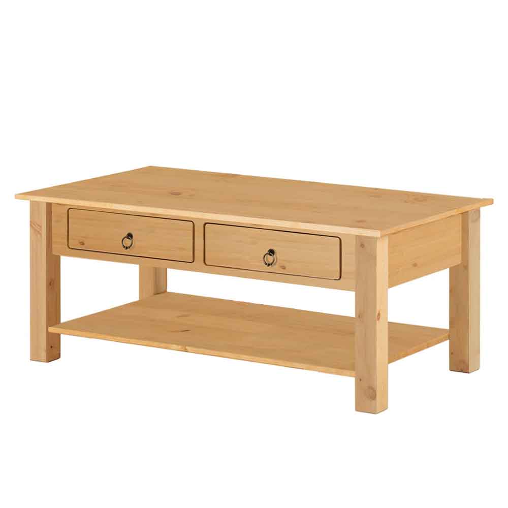 Bicwell Wooden Coffee Table with 2 Drawers in Natural