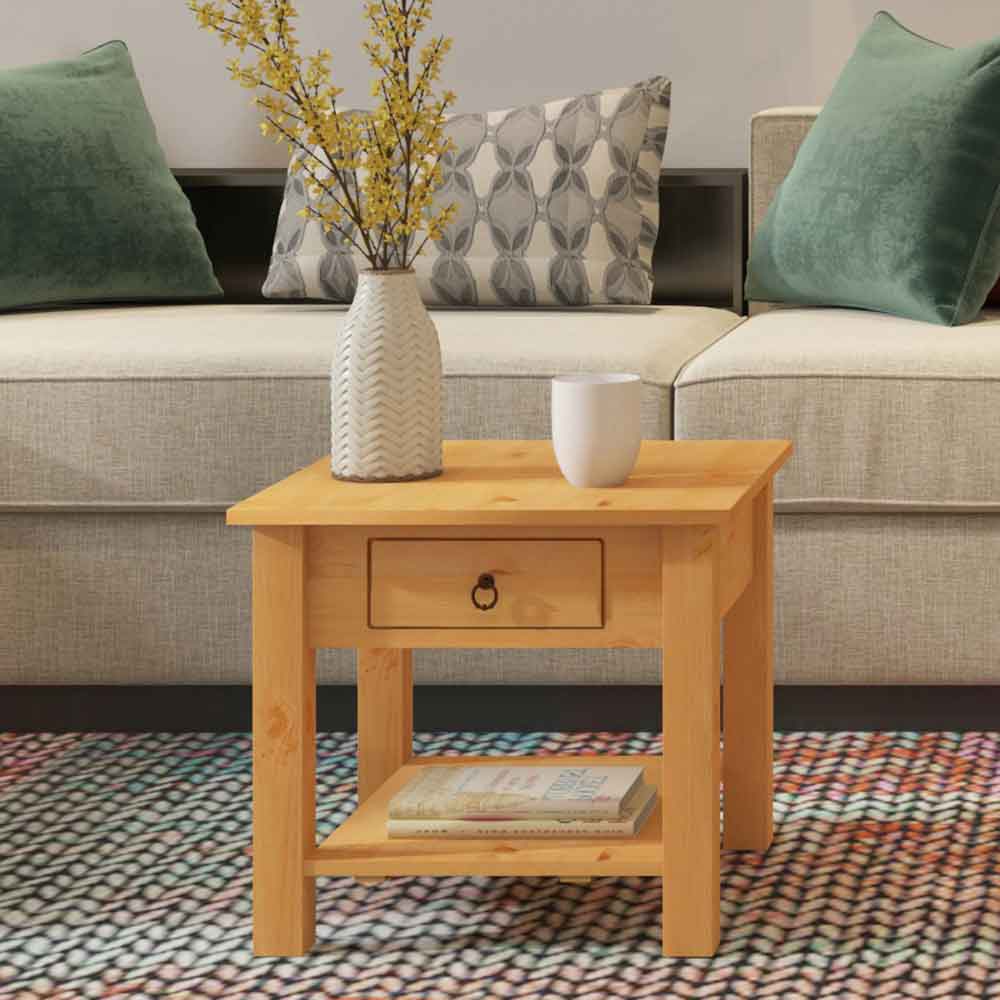 Bicwell Wooden Side Table with 1 Drawer in Natural