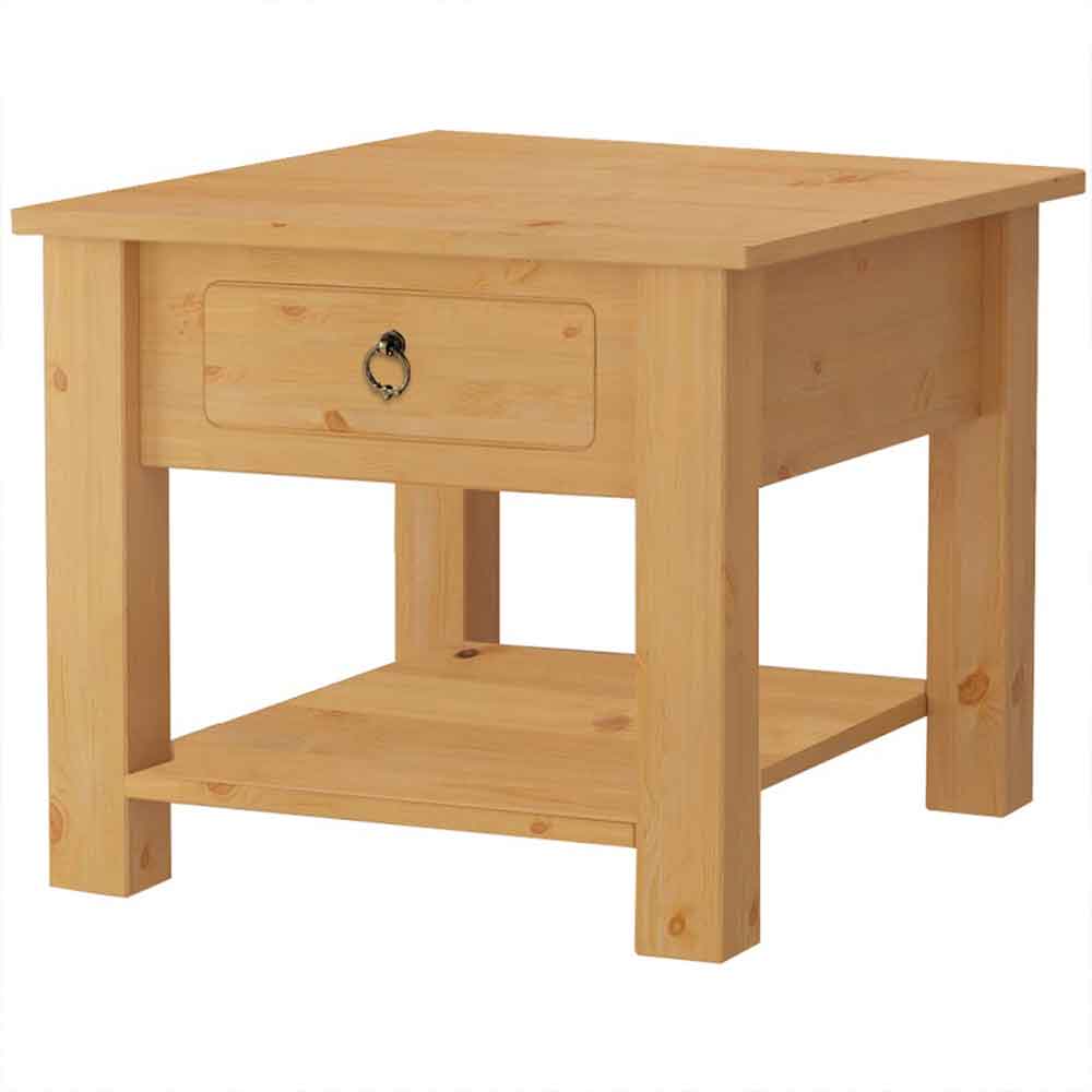 Bicwell Wooden Side Table with 1 Drawer in Natural