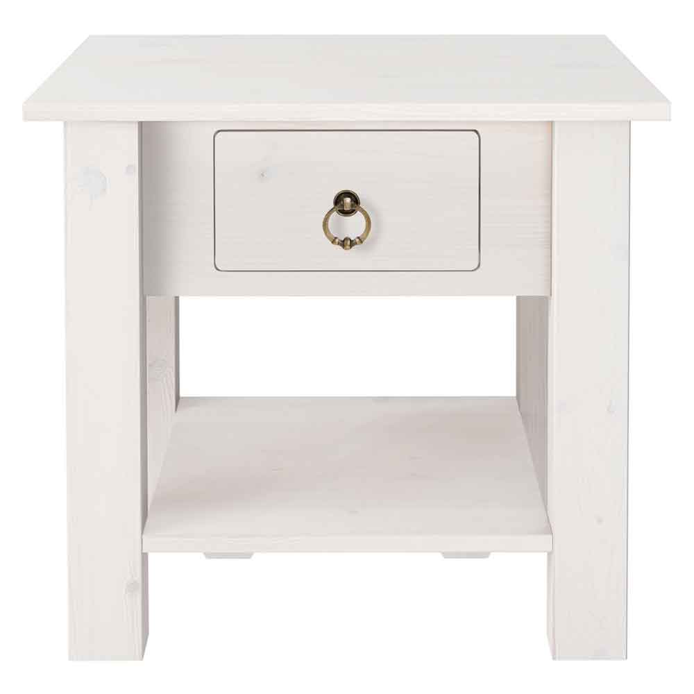 Bicwell Wooden Side Table with 1 Drawer in White