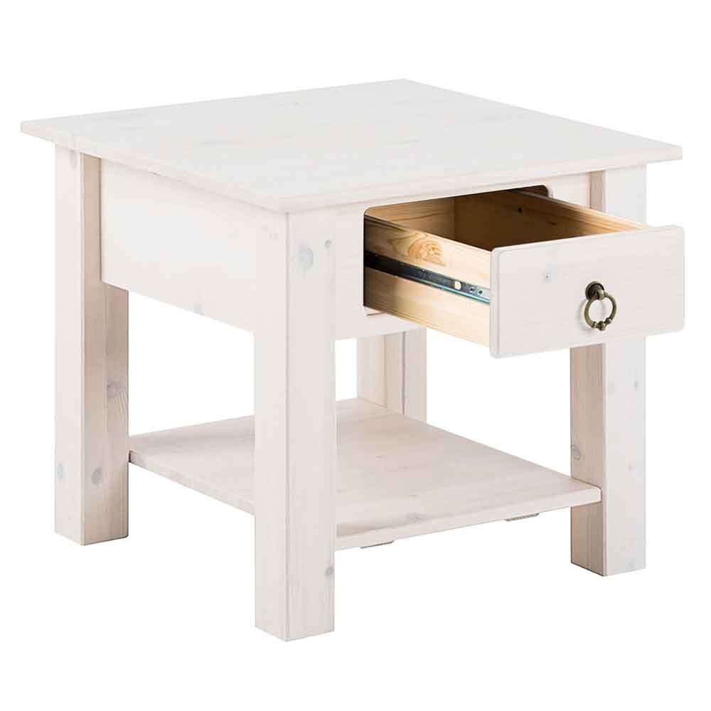 Bicwell Wooden Side Table with 1 Drawer in White