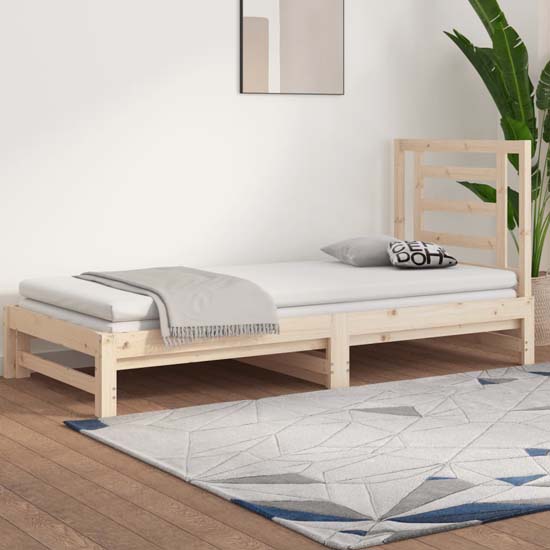 Biella Solid Pine Wood Pull-Out Day Bed In Natural