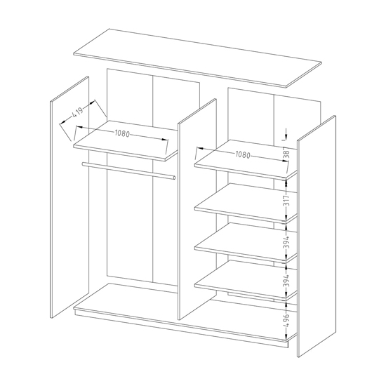 Biella Wooden Wardrobe 2 Sliding Doors 221cm In Matt Black