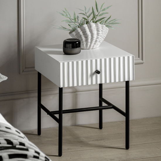 Read more about Bienne wooden bedside cabinet with 1 drawer in white