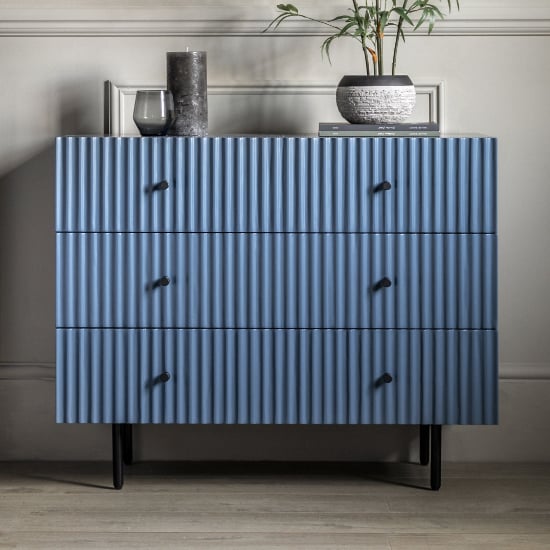 Bienne Wooden Chest Of 3 Drawers In Blue