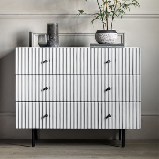 Product photograph of Bienne Wooden Chest Of 3 Drawers In White from Furniture in Fashion