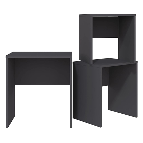 Bienne Wooden Nest Of 3 Coffee Tables In Grey Furniture in Fashion