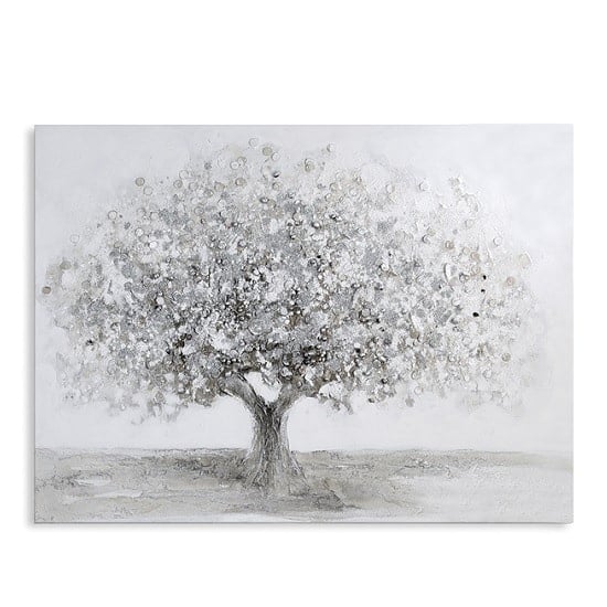 Photo of Big tree canvas oil painting in wooden frame