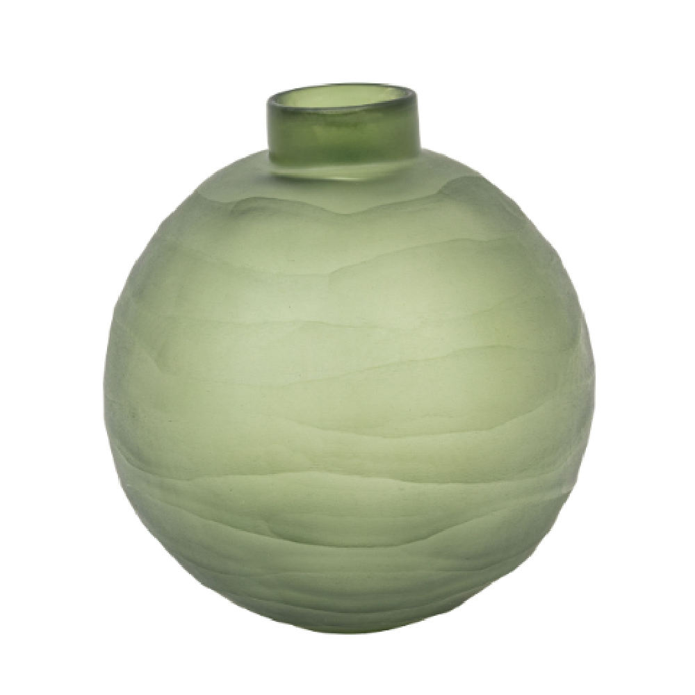 Bigfork Large Glass Globe Vase In Green