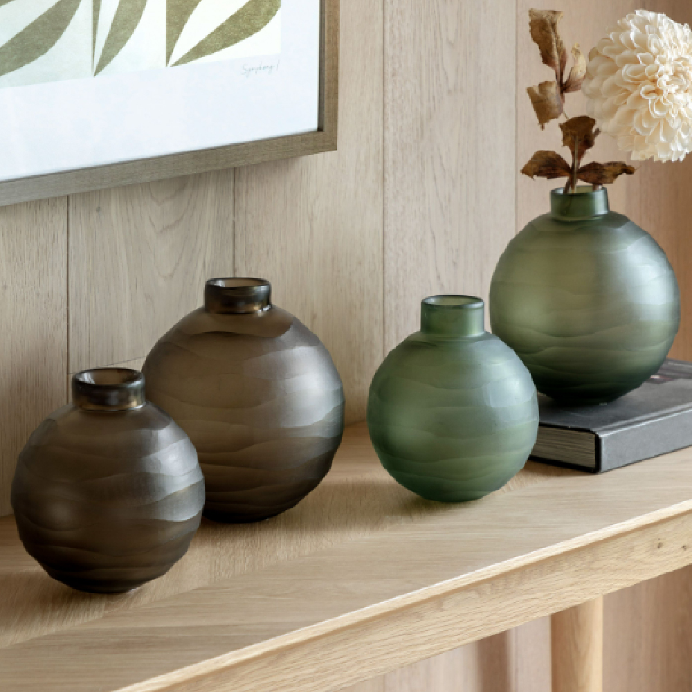 Bigfork Large Glass Globe Vase In Green