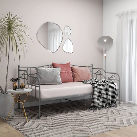 Product photograph of Bijan Metal Frame Single Sofa Bed In Grey from Furniture in Fashion