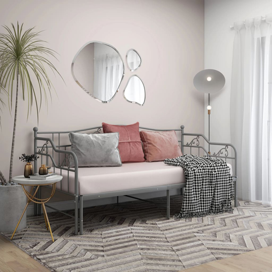 Bijan Pull-Out Metal Frame Single Sofa Bed In Grey