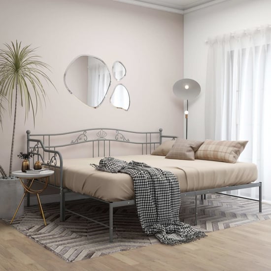 Read more about Bijan pull-out metal frame single sofa bed in grey