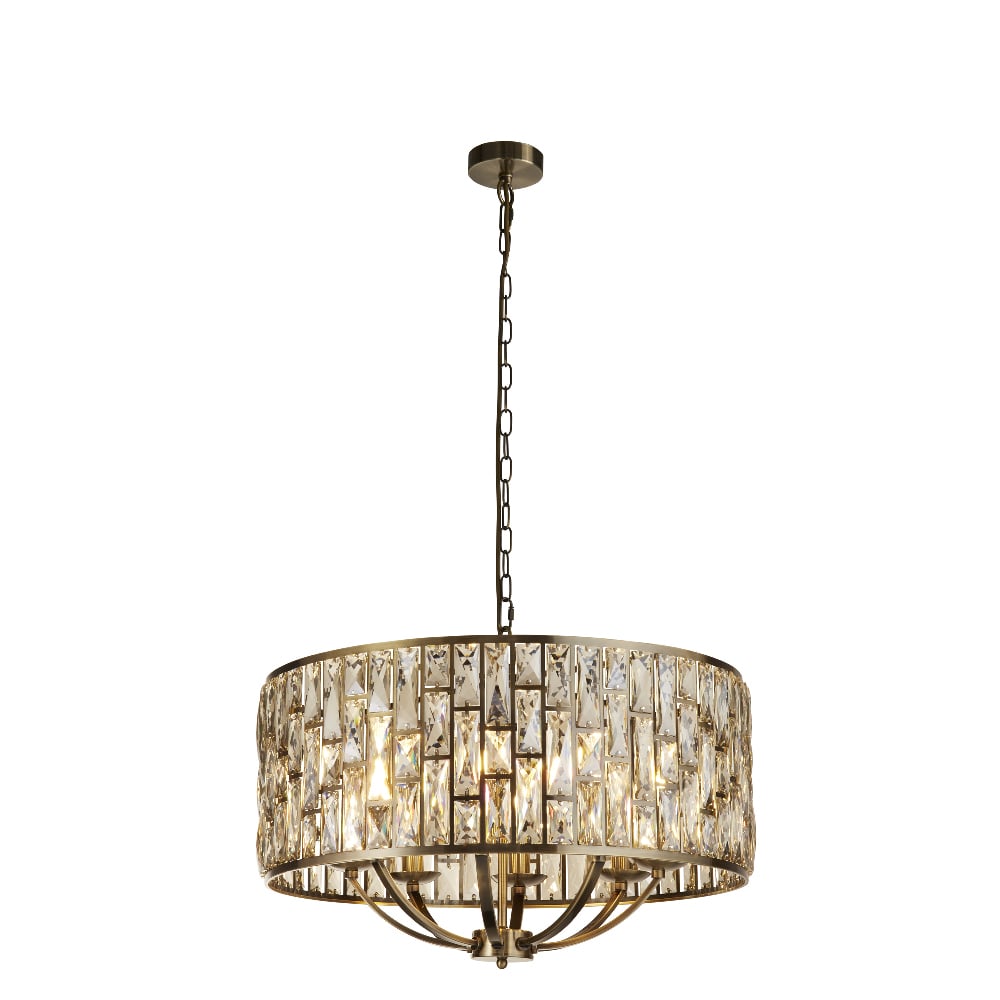 Read more about Bijou champagne glass pendant light large in antique brass