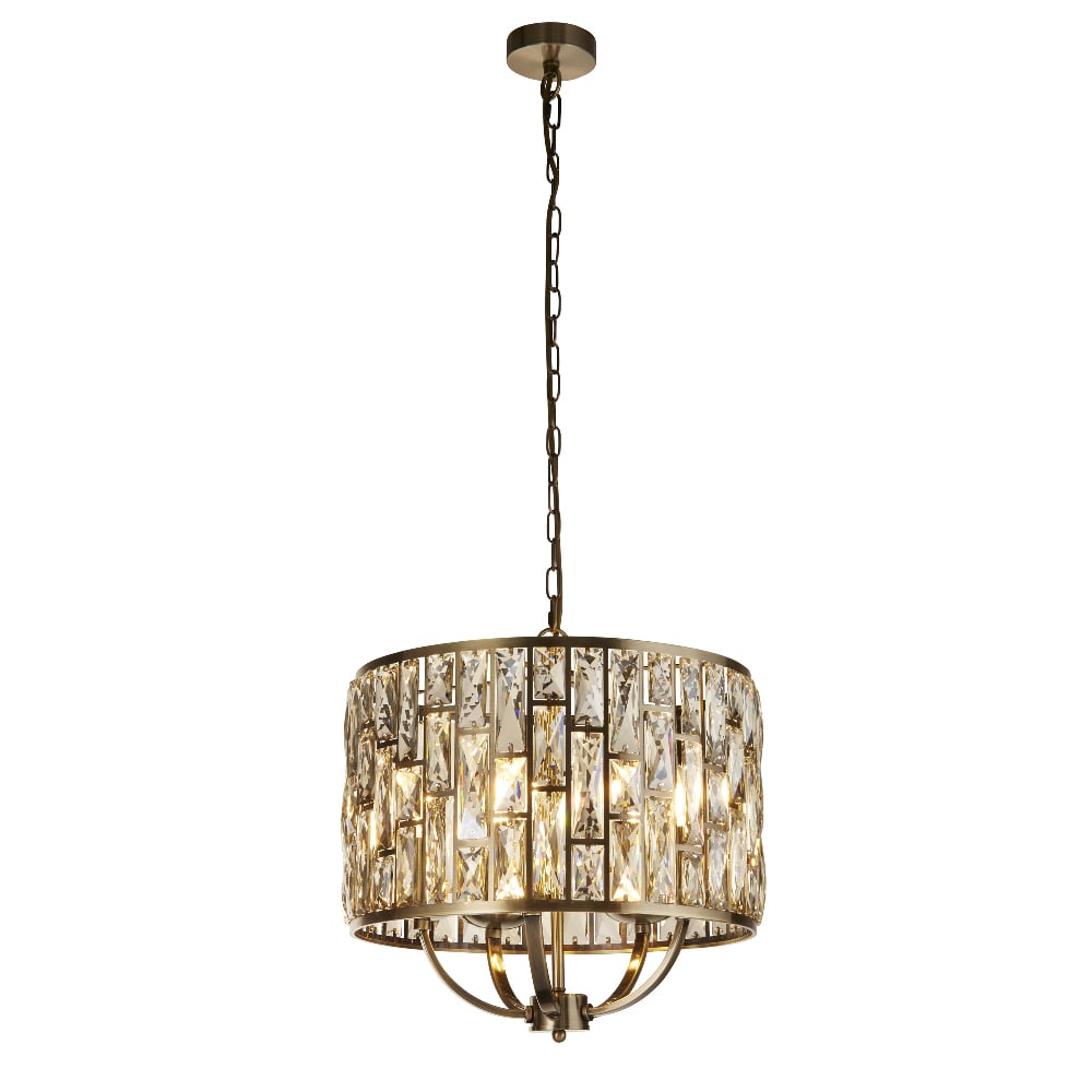 Read more about Bijou champagne glass pendant light small in antique brass