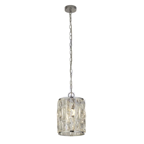 Bijou Wall Hung 1 Pendant Light In Chrome With Crystal Glass