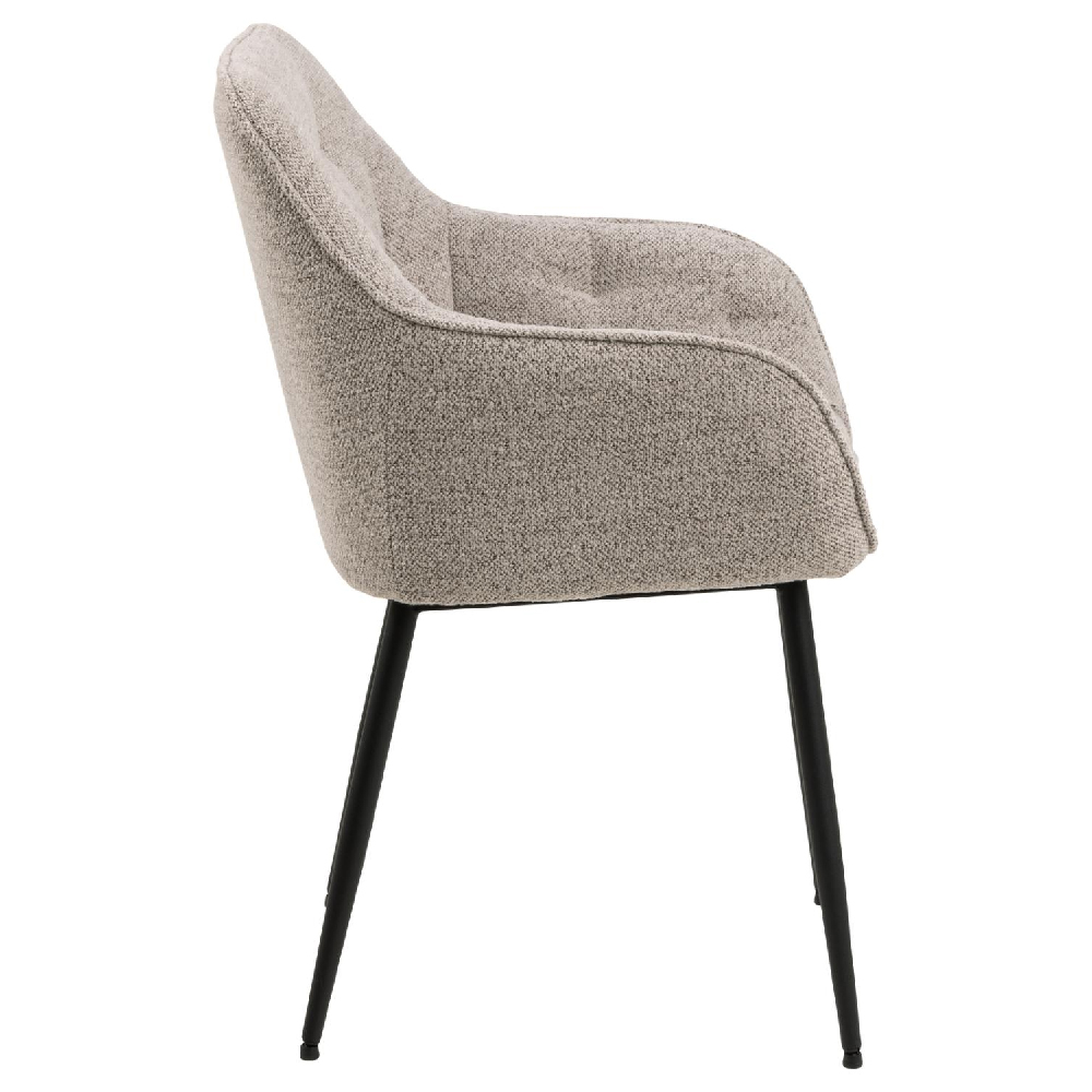 Bilbao Beige Fabric Dining Chairs With Armrest In Pair