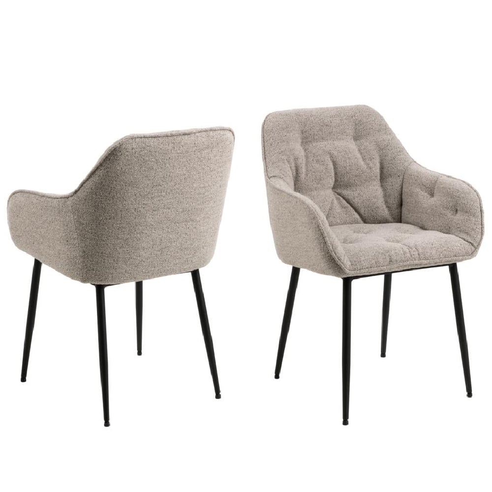 Product photograph of Bilbao Beige Fabric Dining Chairs With Armrest In Pair from Furniture in Fashion