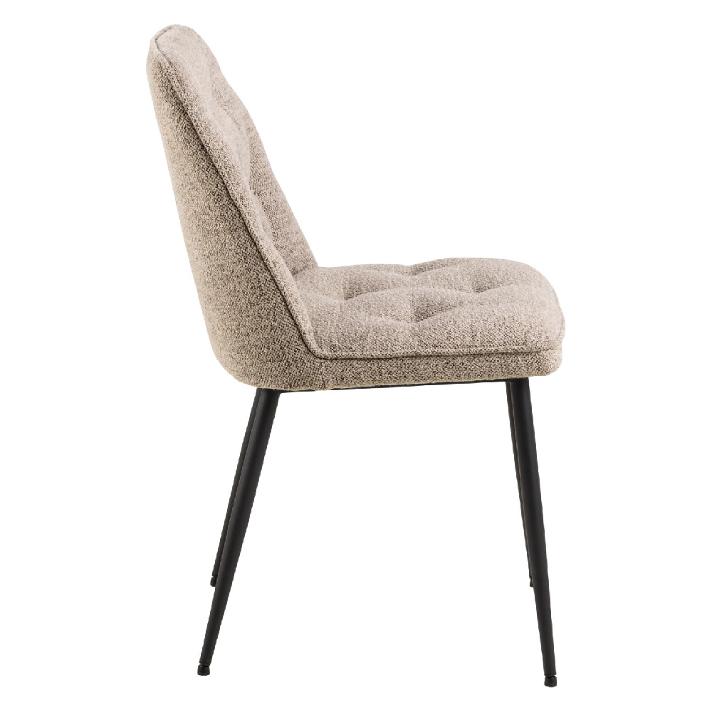 Bilbao Beige Fabric Dining Chairs With Black Legs In Pair