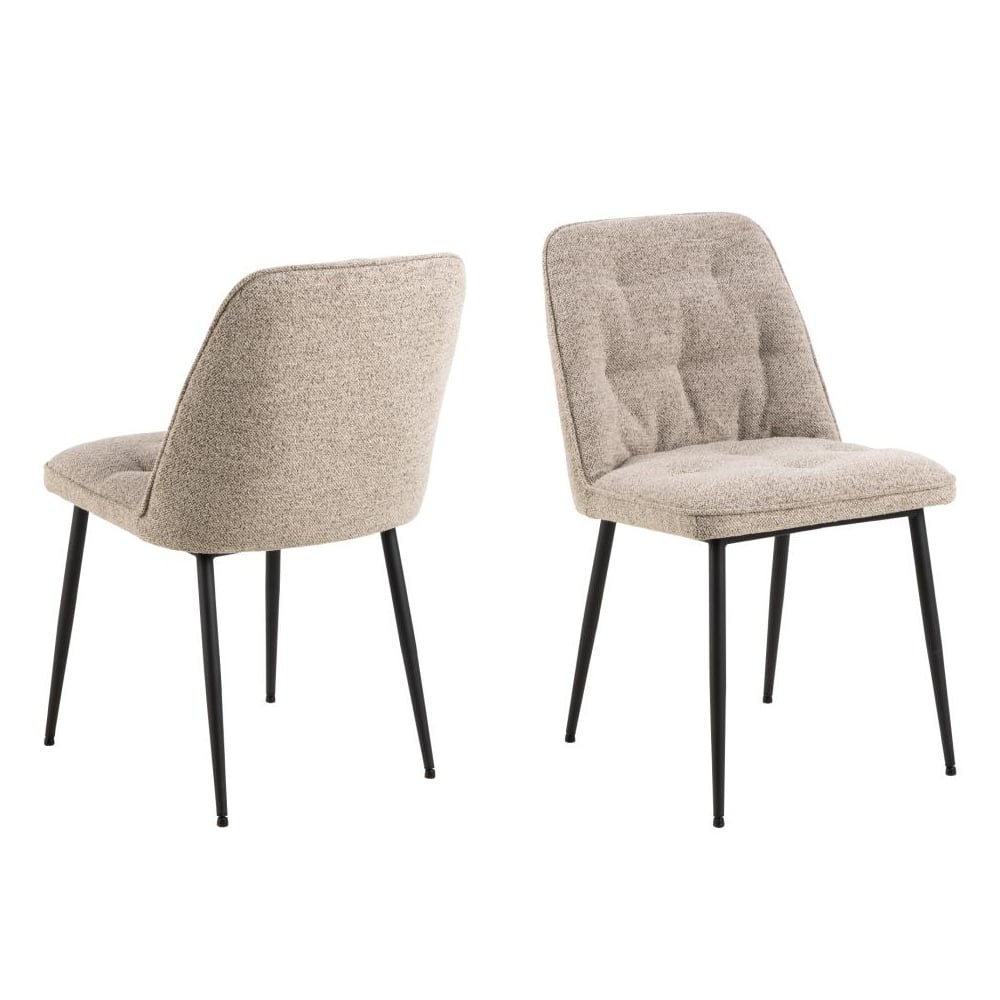 Product photograph of Bilbao Beige Fabric Dining Chairs With Black Legs In Pair from Furniture in Fashion