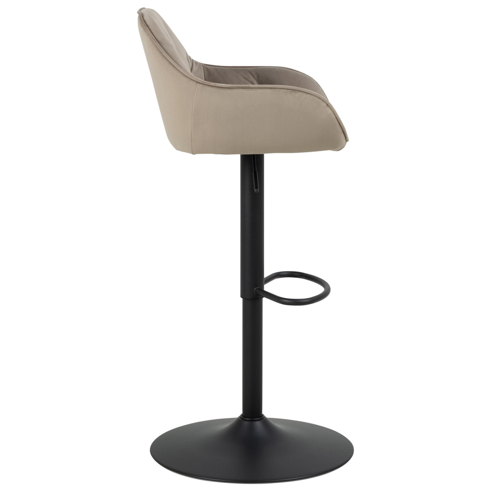 Bilbao Beige Velvet Bar Stools With Black Base In Pair