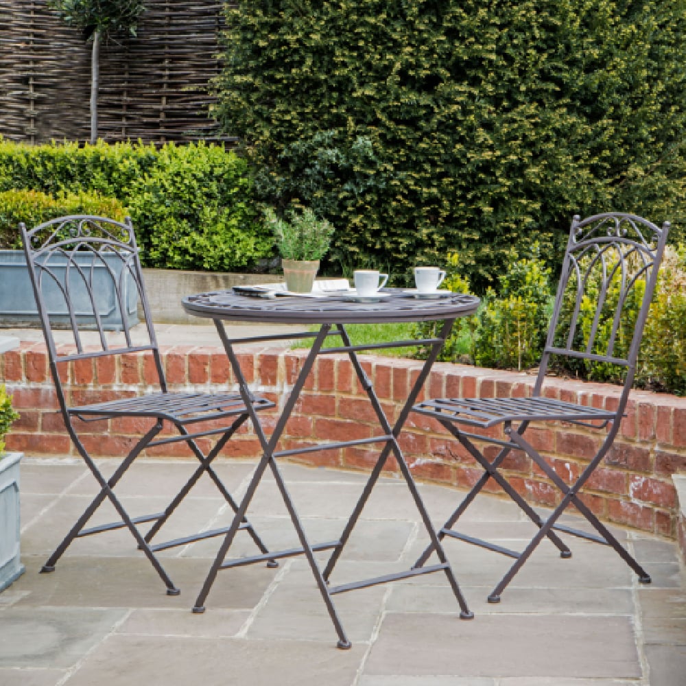 Bilbao Metal 2 Seater Bistro Set In Distressed Brown