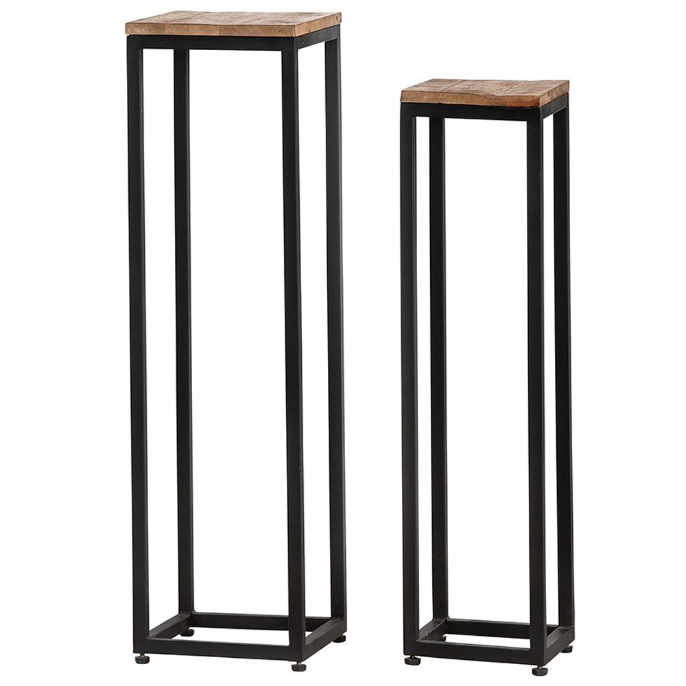 Bilbao Metal Set Of 2 Decorative Pillar In Brown And Black