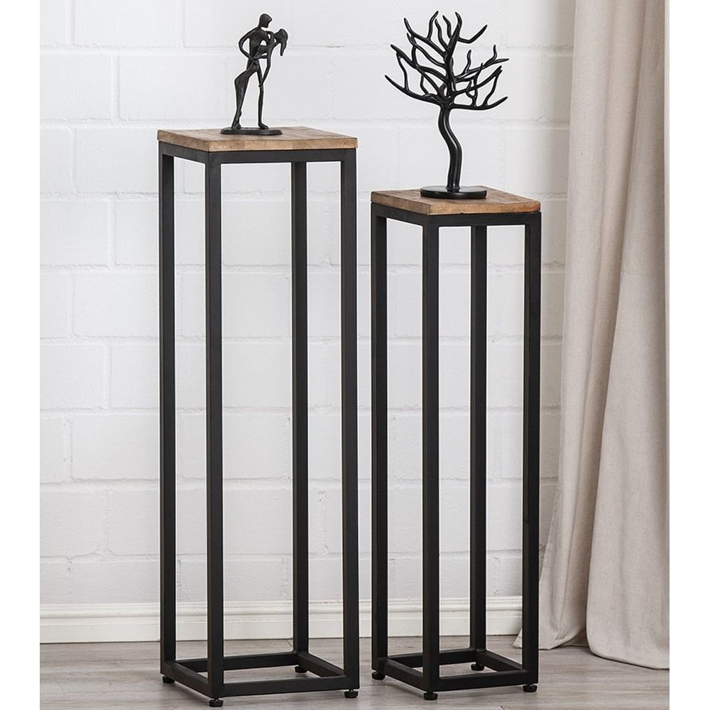 Bilbao Metal Set Of 2 Decorative Pillar In Brown And Black