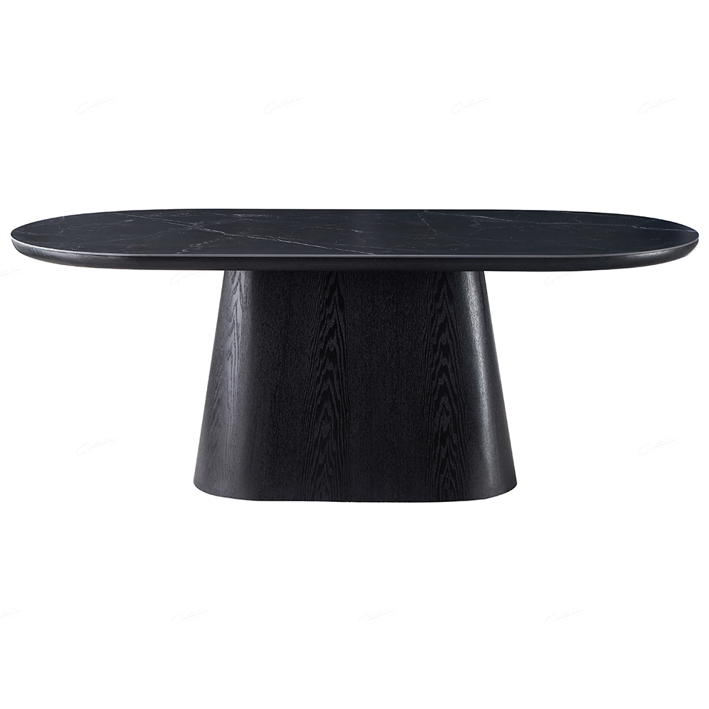 Bilbao Sintered Stone Oval Dining Table In Black