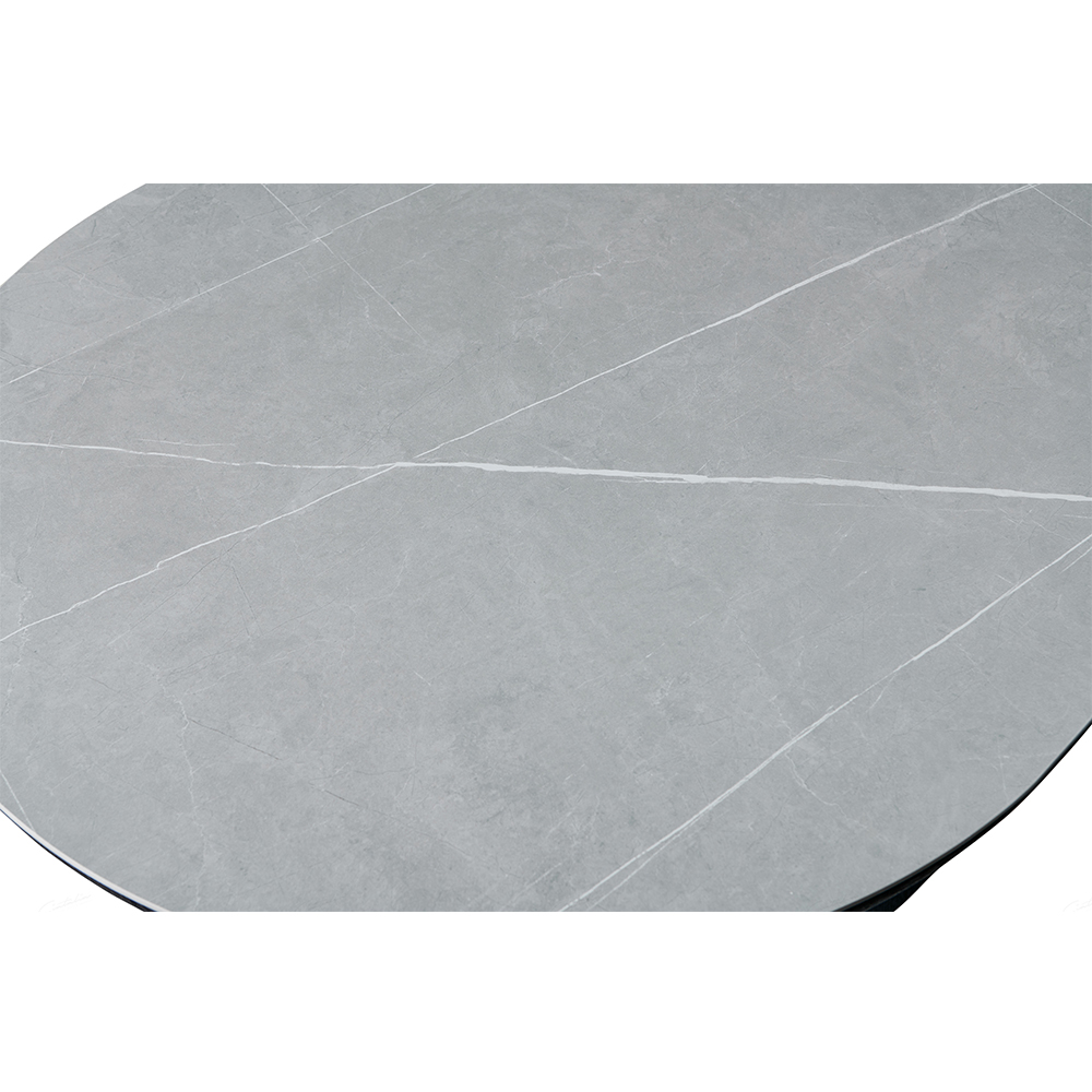 Bilbao Sintered Stone Oval Dining Table In Grey And Black
