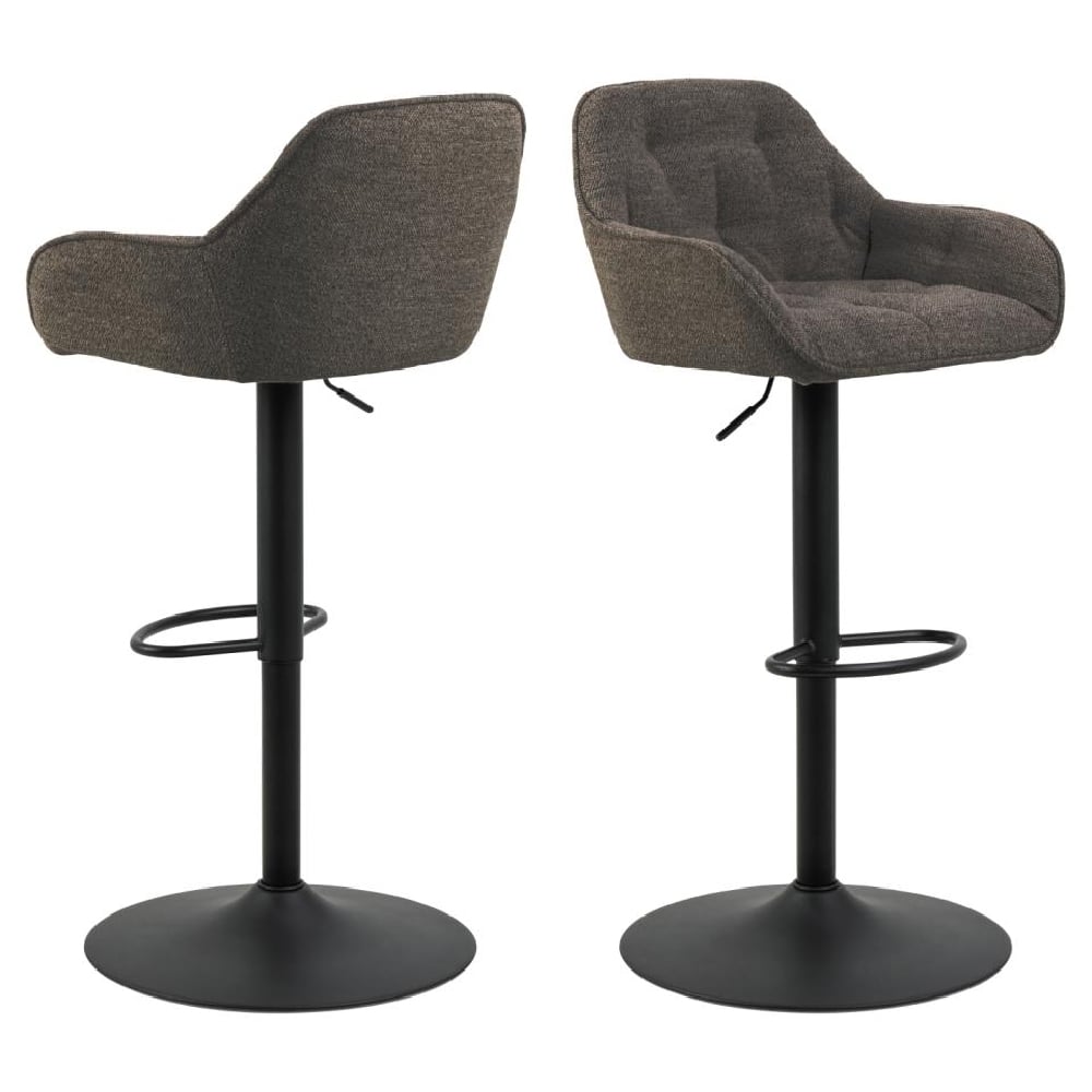 Product photograph of Bilbao Taupe Fabric Bar Stools With Black Base In Pair from Furniture in Fashion