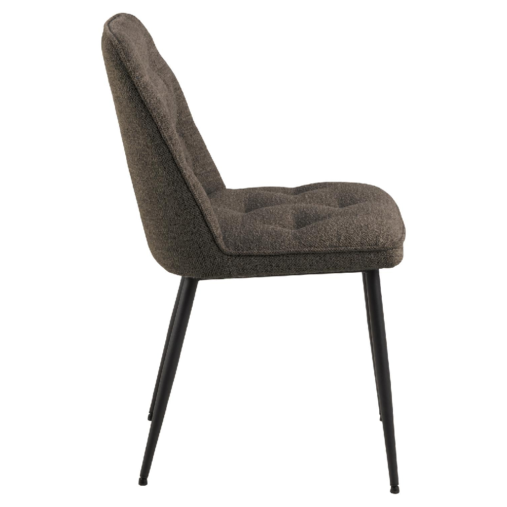 Bilbao Taupe Fabric Dining Chairs With Black Legs In Pair