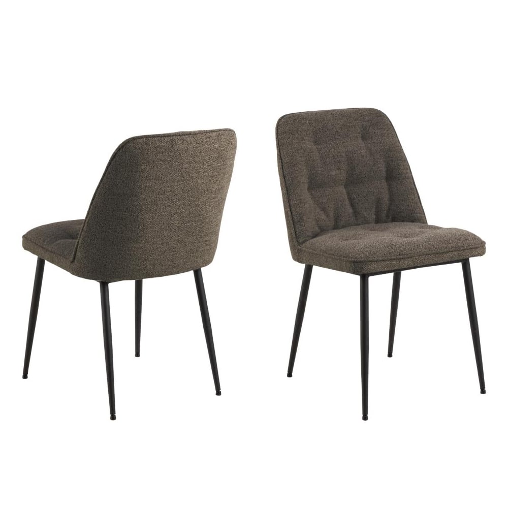 Product photograph of Bilbao Taupe Fabric Dining Chairs With Black Legs In Pair from Furniture in Fashion