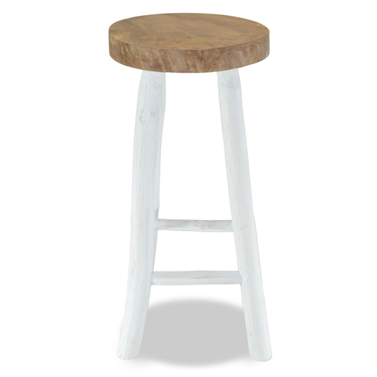Billie Outdoor Round Wooden Bar Stool In White And Brown