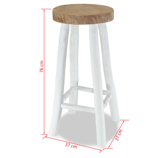 Billie Outdoor Round Wooden Bar Stool In White And Brown