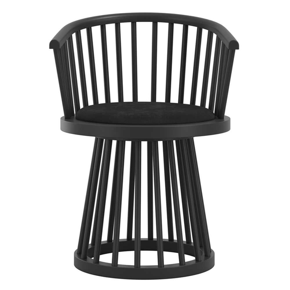 Biloxi Black Velvet Dining Chairs With Wooden Frame - Pair
