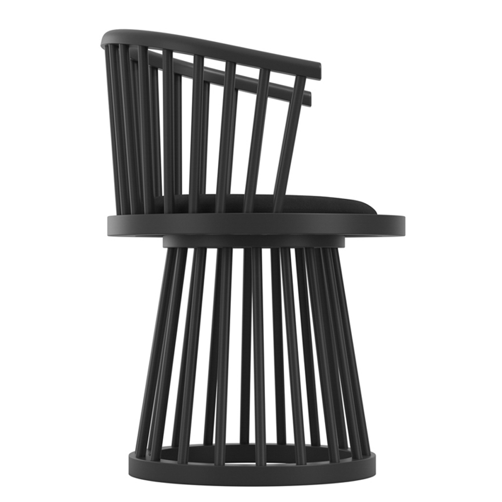 Biloxi Black Velvet Dining Chairs With Wooden Frame - Pair