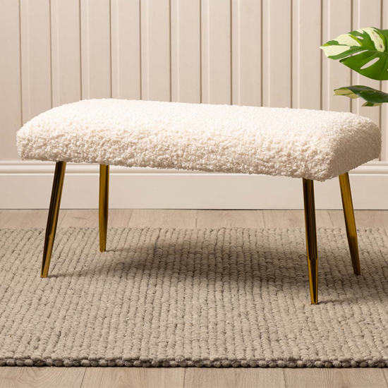 Biloxi Boucle Fabric Hallway Seating Bench In White Furniture in Fashion