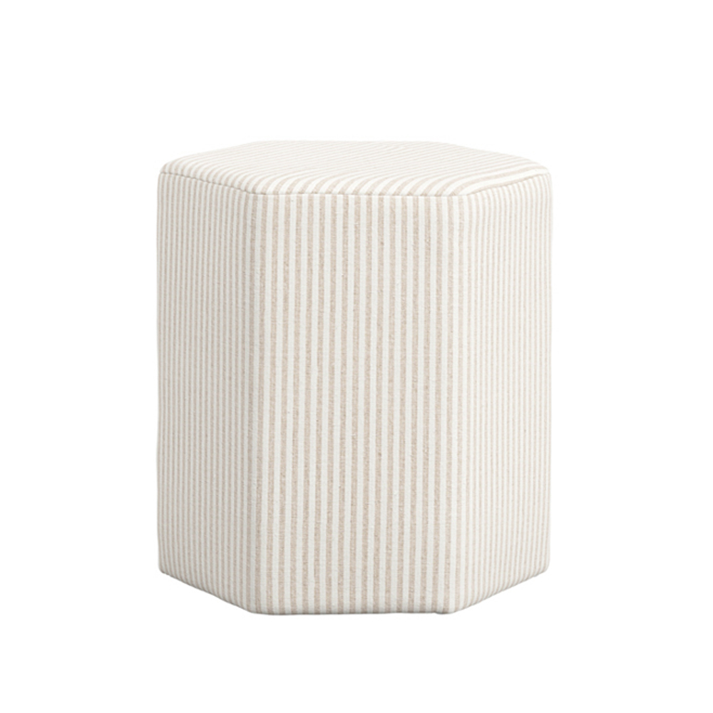 Biloxi Fabric Hexagon Stool - Ivory