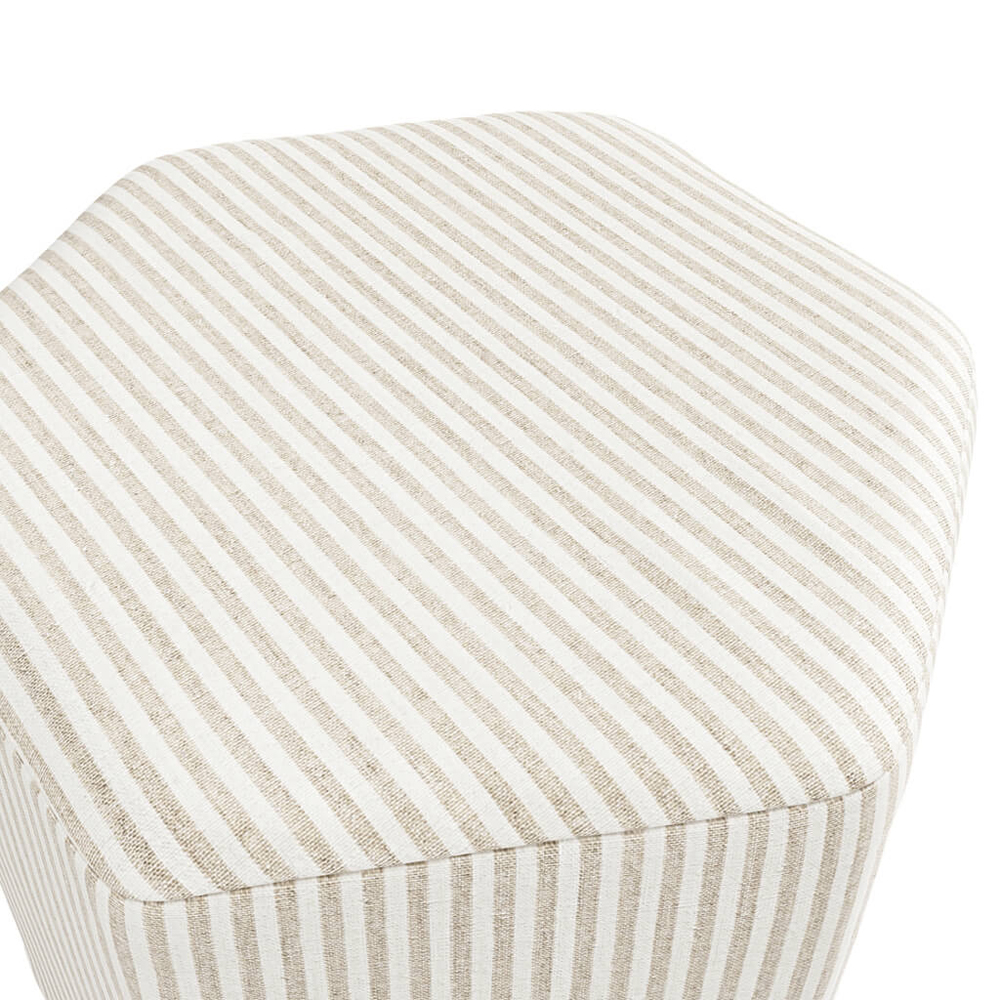 Biloxi Fabric Hexagon Stool - Ivory