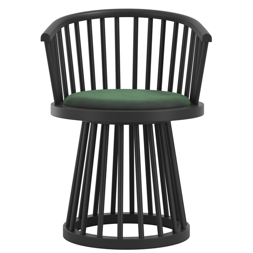 Biloxi Forest Green Velvet Dining Chairs With Wooden Frame - Pair