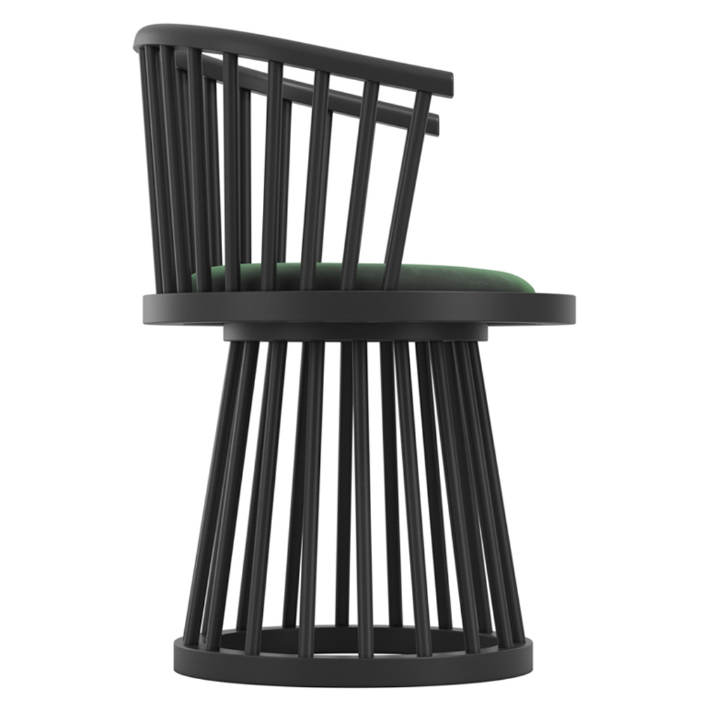 Biloxi Forest Green Velvet Dining Chairs With Wooden Frame - Pair