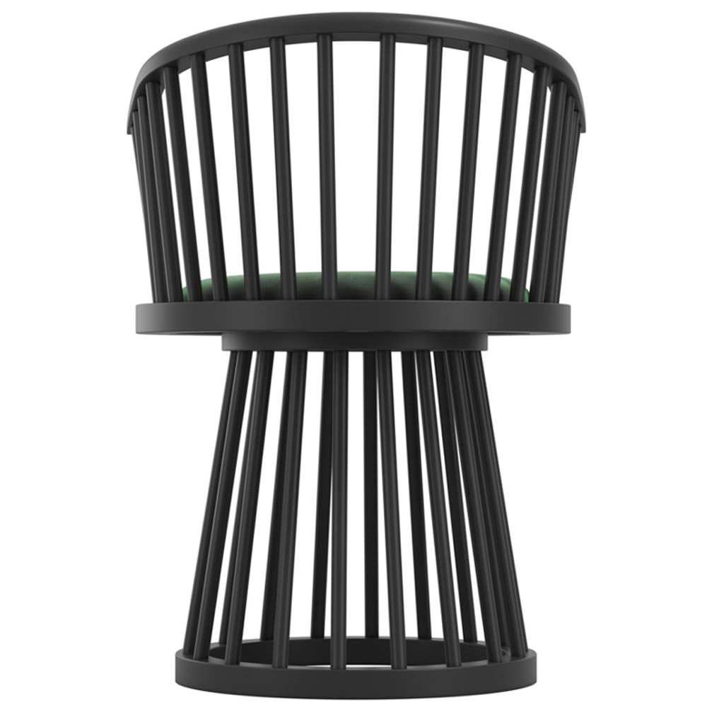 Biloxi Forest Green Velvet Dining Chairs With Wooden Frame - Pair