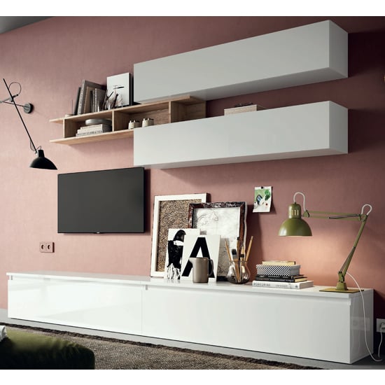 Read more about Biloxi high gloss entertainment unit in white and cadiz oak