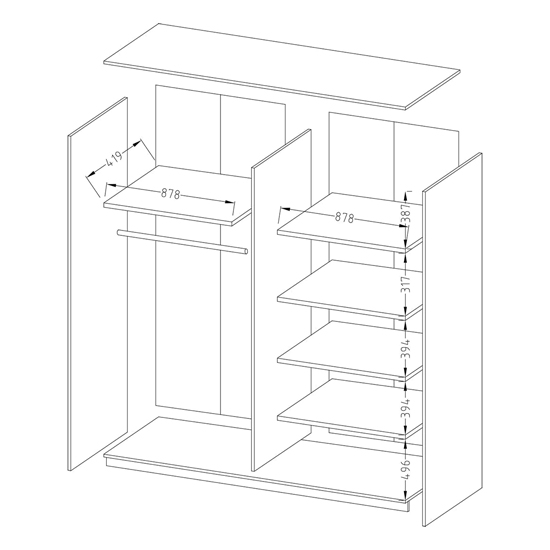 Biloxi Mirrored Wardrobe 2 Sliding Doors 180cm In Monastery Oak