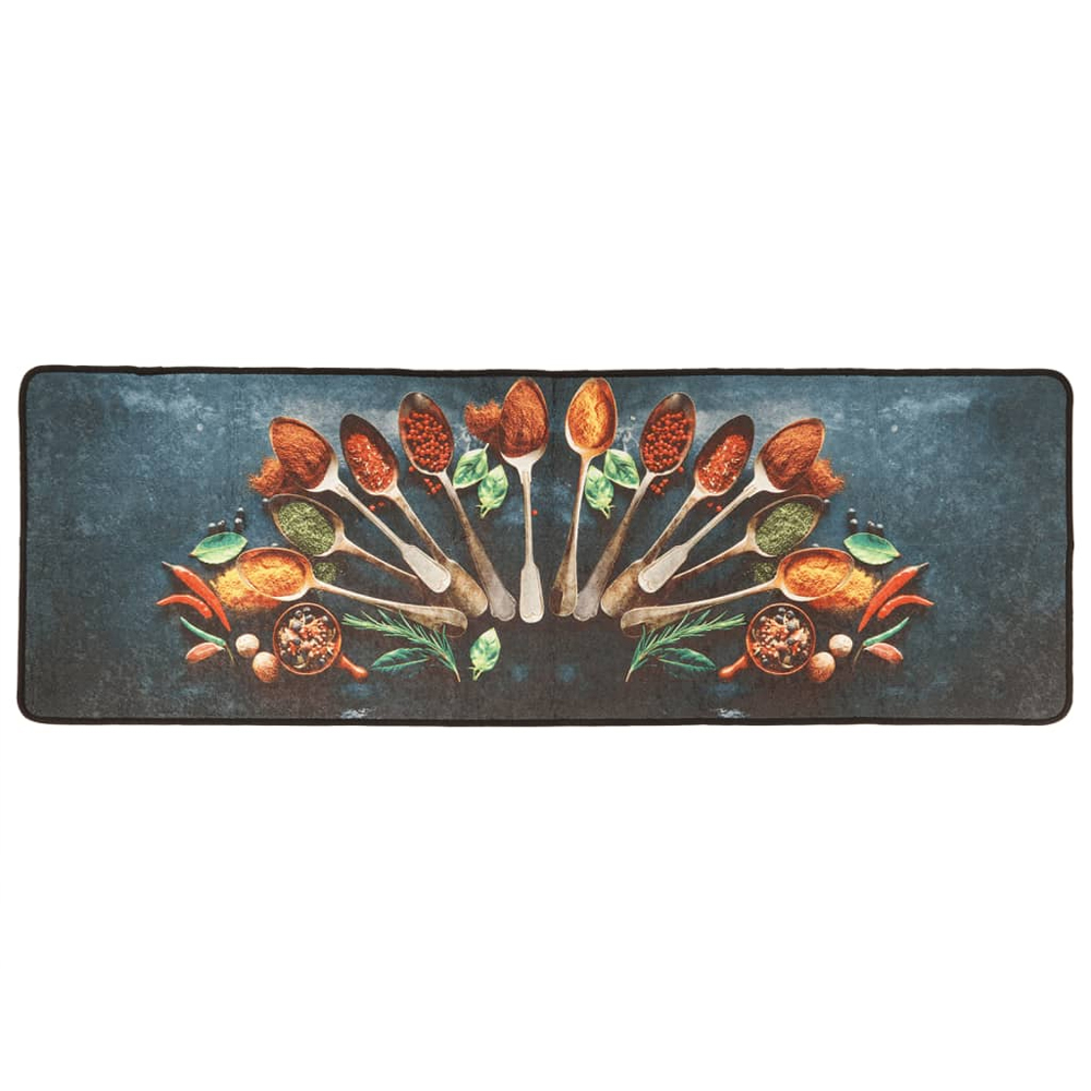 Biloxi Polyester Anti-Slip Kitchen Rug - Blue And Red